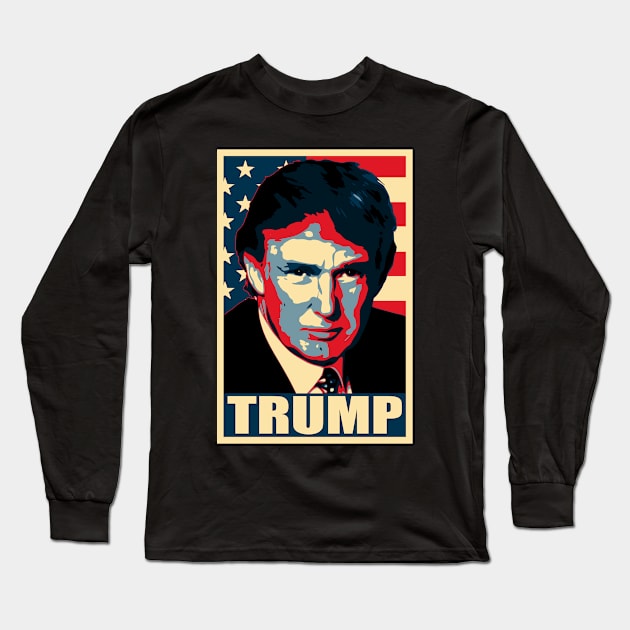 Donald Trump Stars And Stripes Long Sleeve T-Shirt by Nerd_art